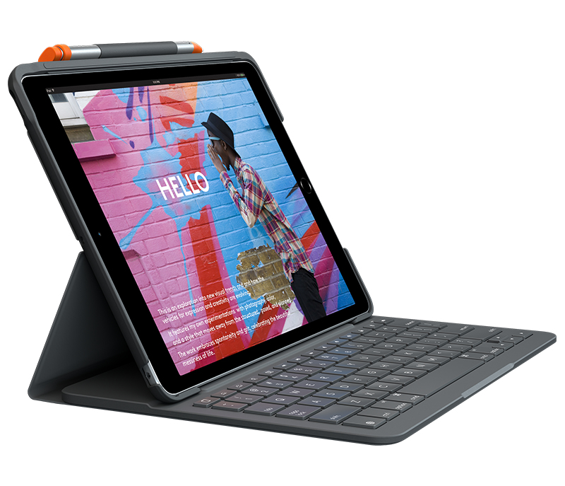 Logitech Slim Folio Keyboard Cover for iPad 10,2 tum (7:e /8:e generation), Bluetooth, tyskt - Grafitgrå, bild 3