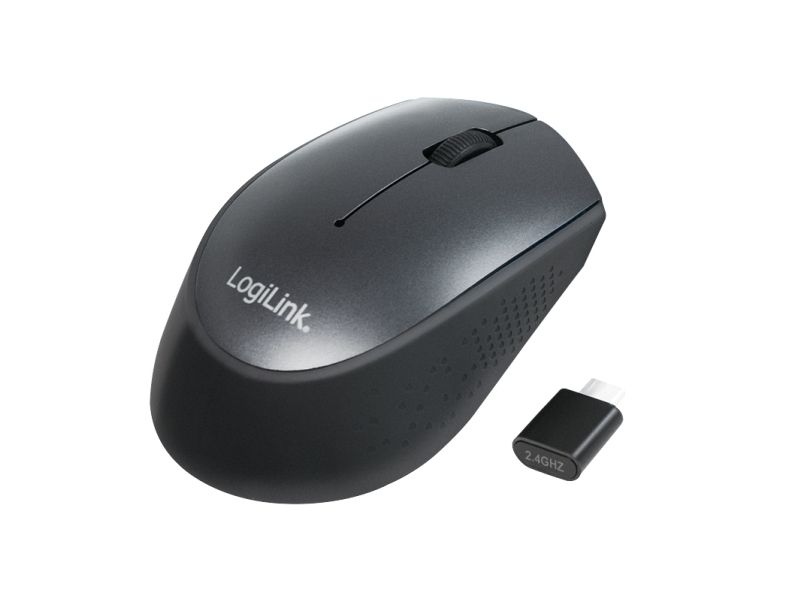 LogiLink ID0160, Ambidextrous, Optisk, RF Trådlös, 1200 DPI, Svart