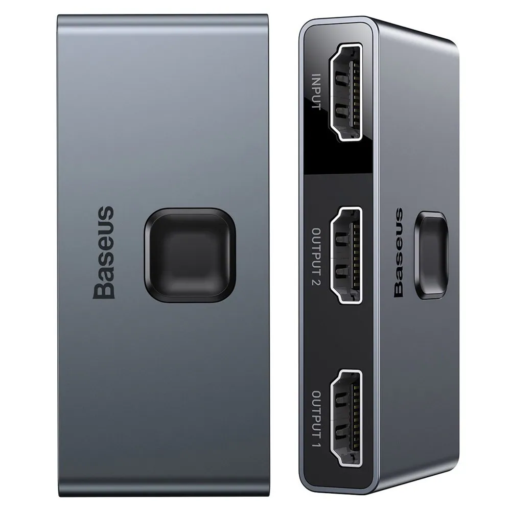 Baseus dubbelriktad switch splitter switcher HDMI - 2x HDMI 4K / 30 Hz grå (CAHUB-BC0G)