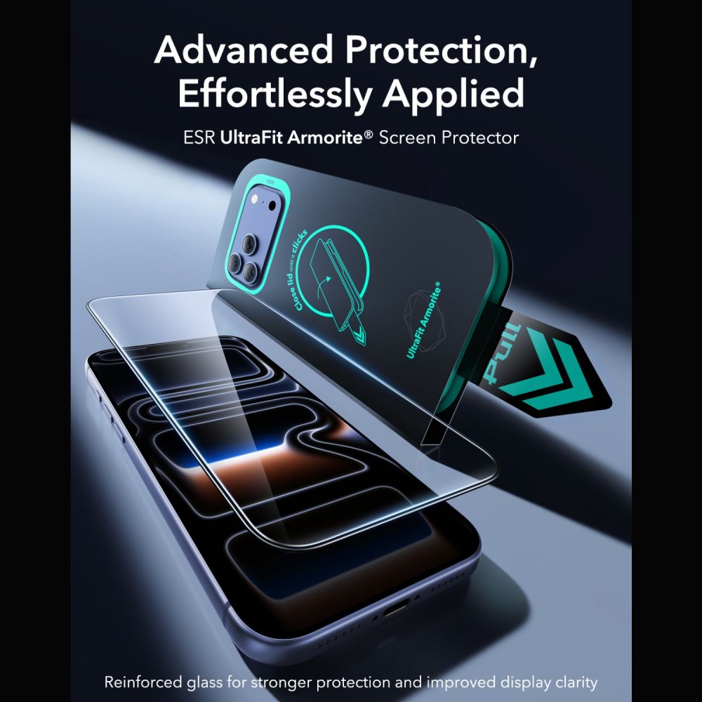 ESR UltraFit Armorite, 2-pack härdat glas till iPhone 18 Pro / 17 Pro – Svart, bild 3