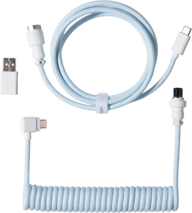 Keychron Coiled Aviator Cable 8K Vinklad Ljusblå