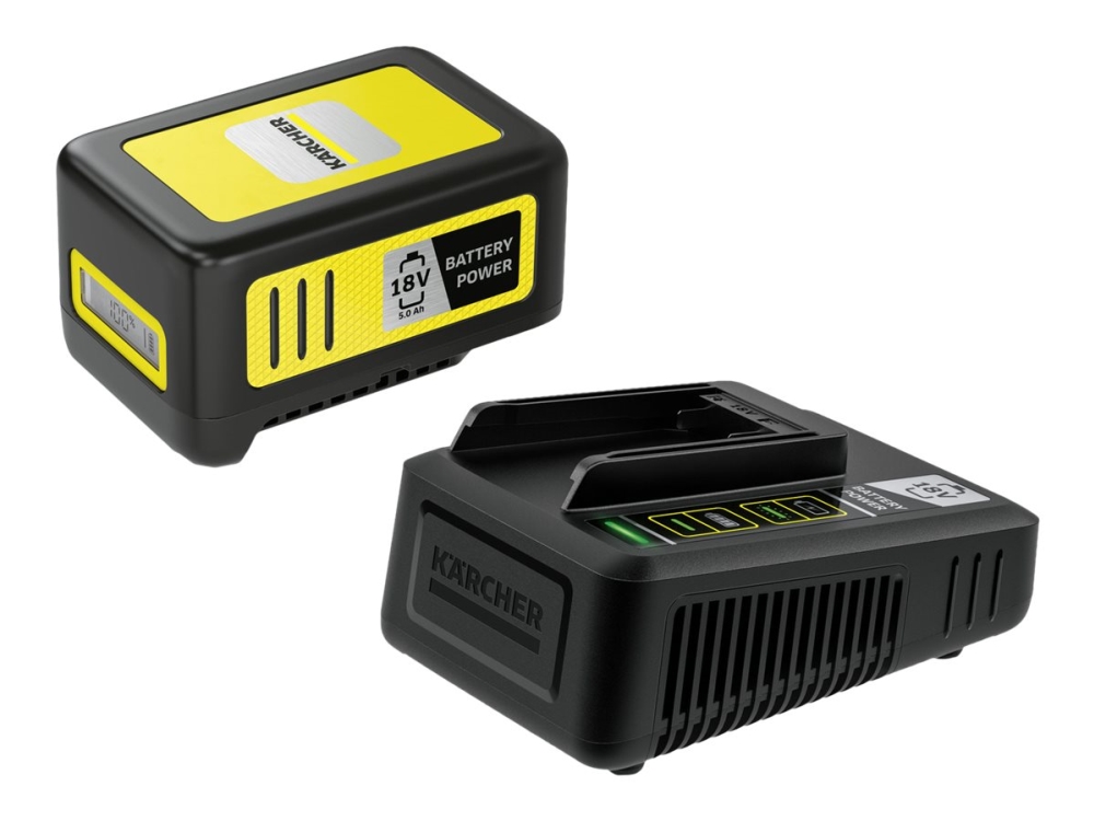 Kärcher Starter Kit Battery Power 18/50 - Batteriladdare + batteri - Li-Ion - 5 Ah - 2.5 A - för Kärcher AD 2, KHB 4-18, KHB 6, PCL 3-18, SE 3-18, WRE 18-55 CNS 18 TLO 18 WRE 18