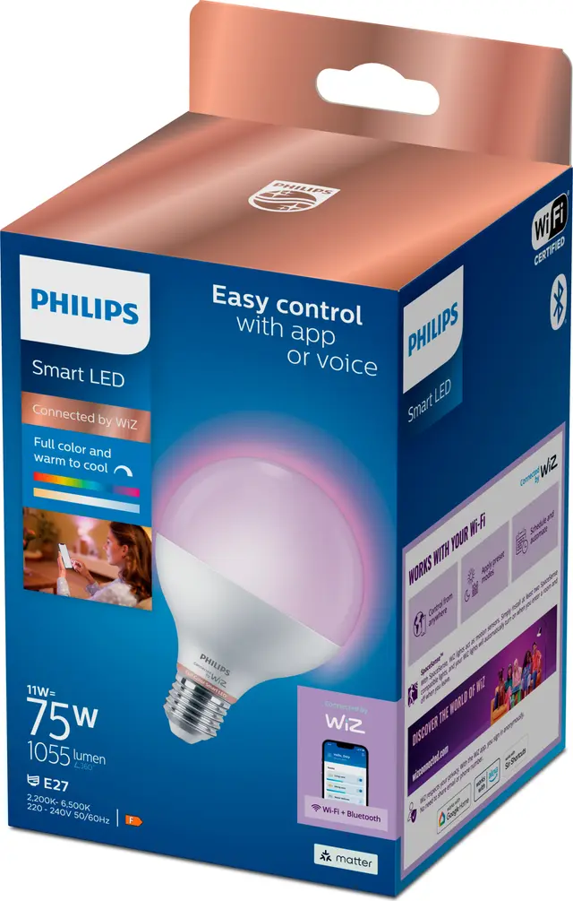 Philips RGB smart lampa 11W G95 E27