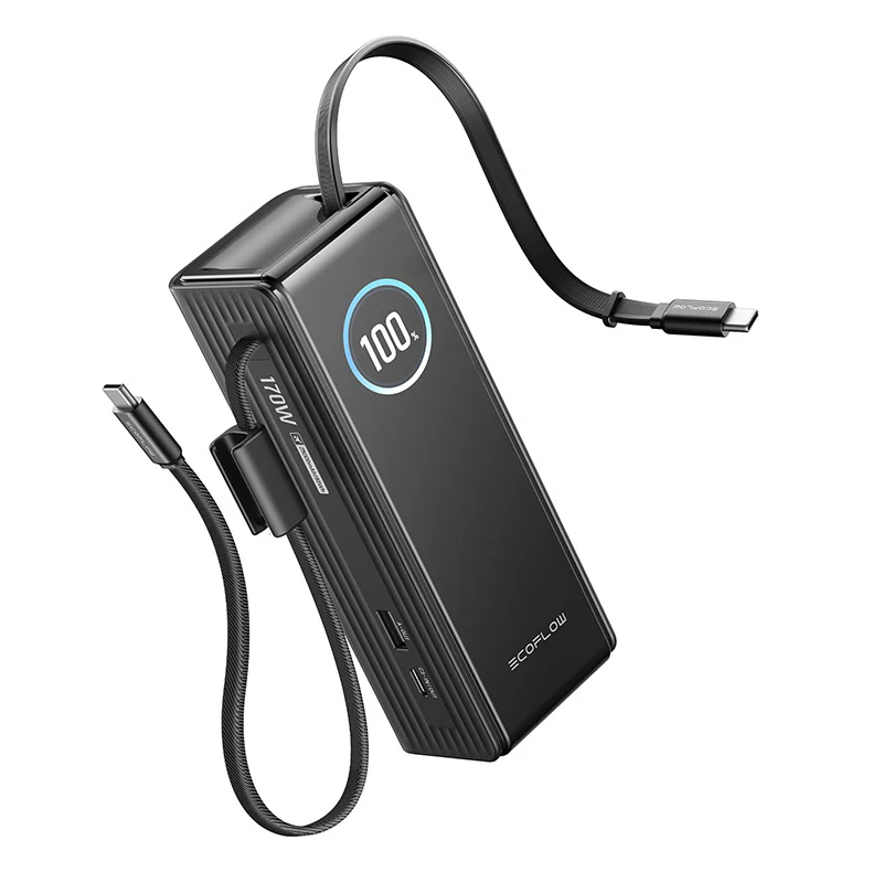 EcoFlow RAPID (25000 mAh, 170 W) – Inbyggd kabel – Powerbank – Svart, bild 3
