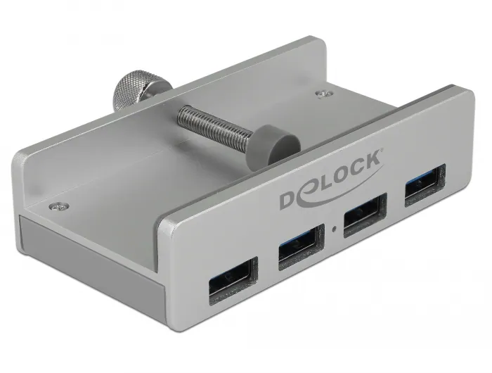 Delock extern USB 3.0-hubb med 4 portar och fästskruv