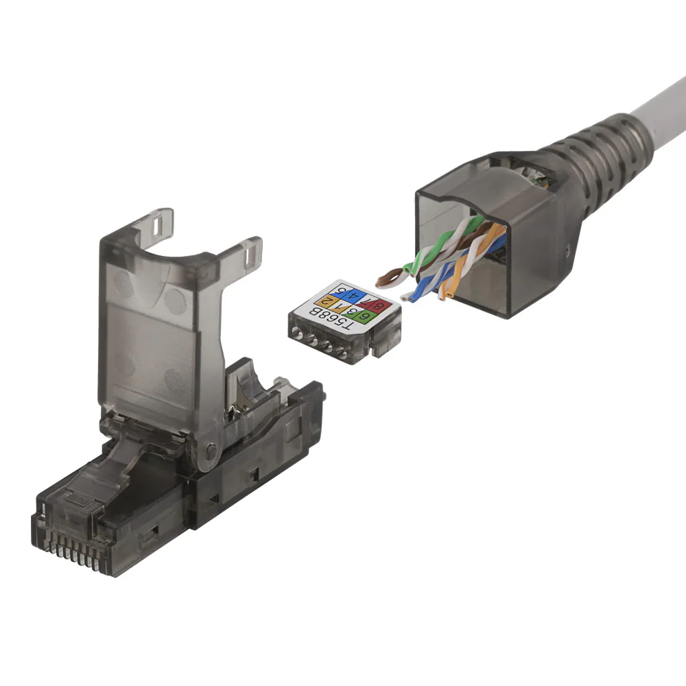 RJ45-kontakt Cat6A verktygsfri – grå