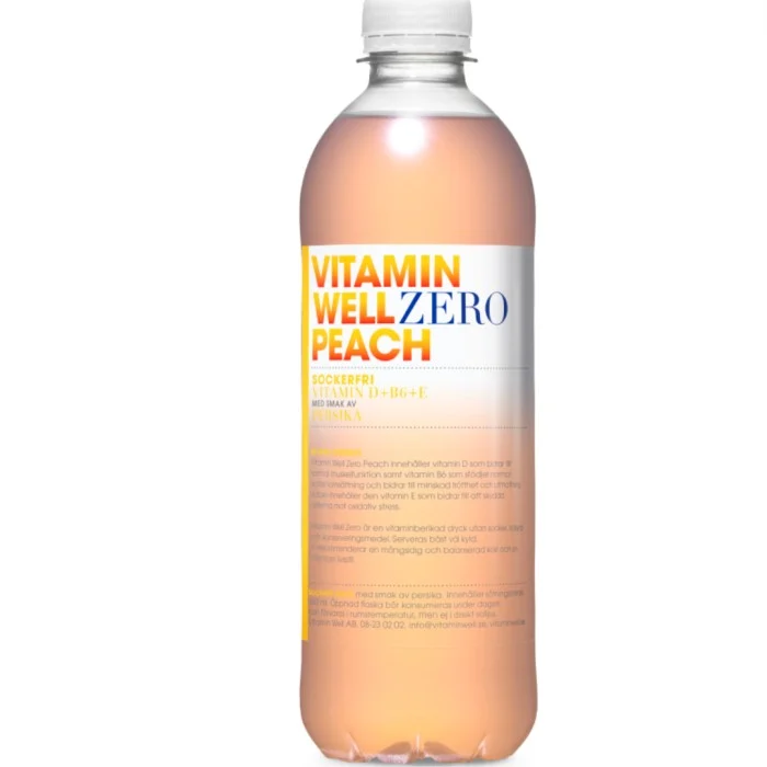 Vitamin Well Zero, Peach, 500 ml