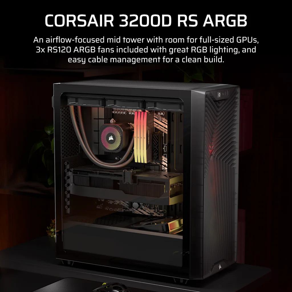 Corsair 3200D RS ARGB Mid-tower PC-chassi (rök), bild 2