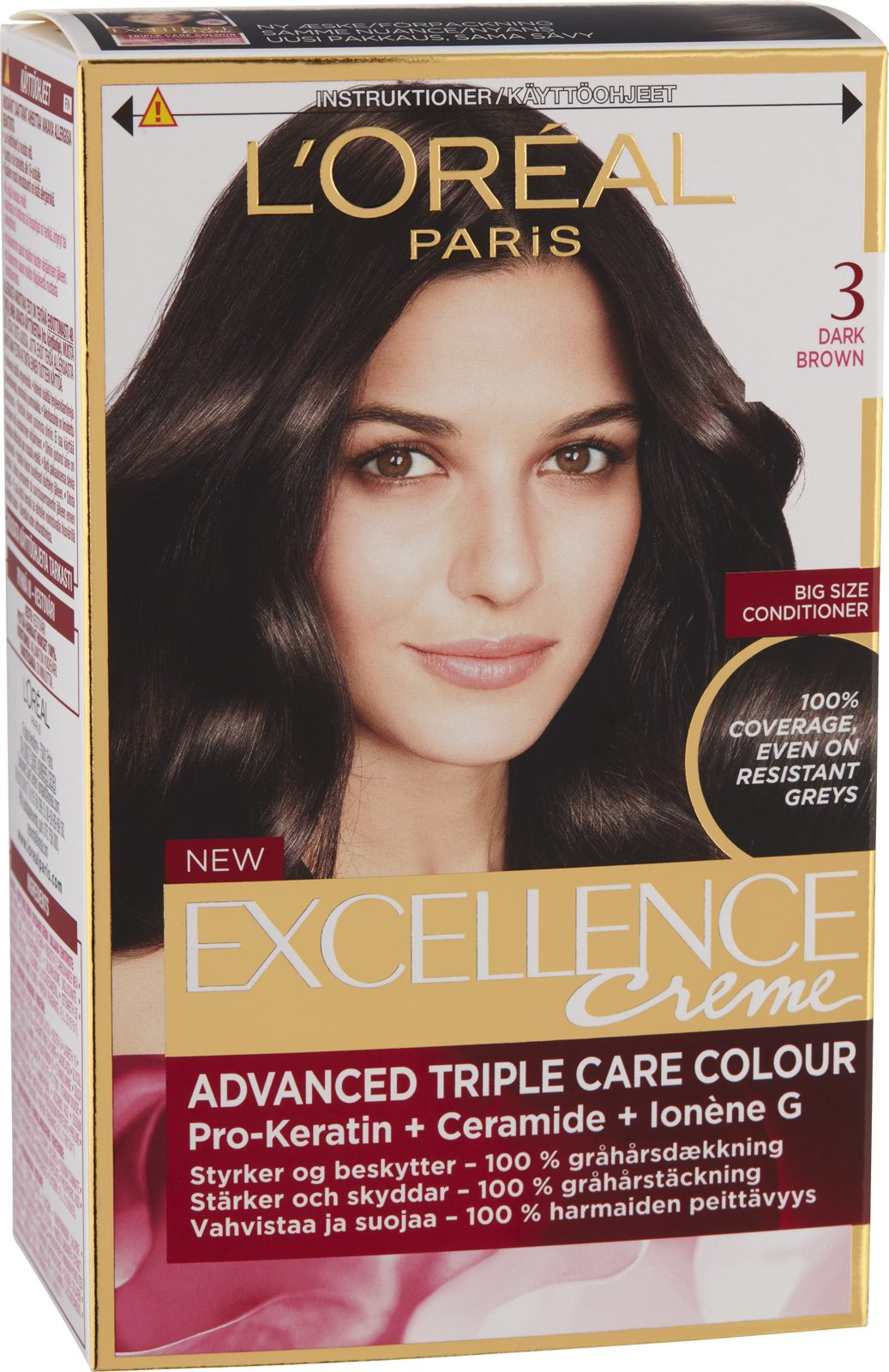 L'Oréal Paris Excellence Creme Permanent Color Loreal 3 Exc.3 Mrkbrun Loreal 3 Exc.3 Mrkbrun