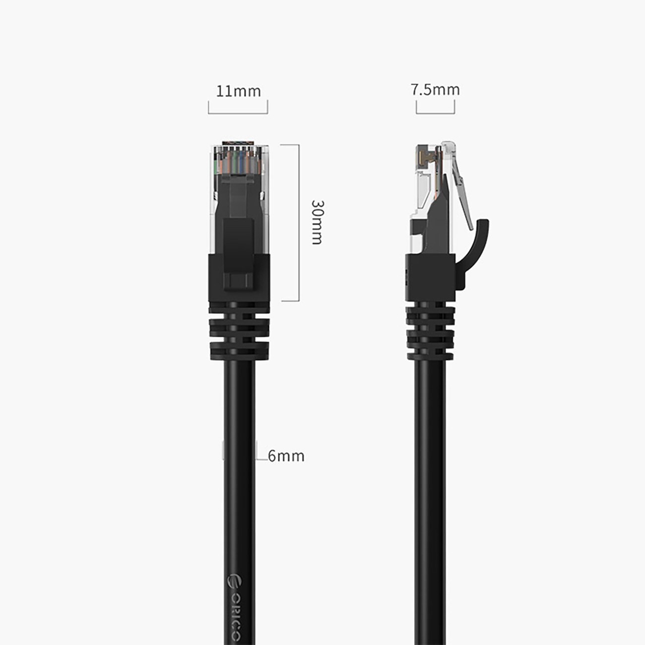 Orico PUG-C6 CAT6 1000 Mbps RJ45 Ethernet-nätverkskabel (LAN), rund, 2 m – svart, bild 3