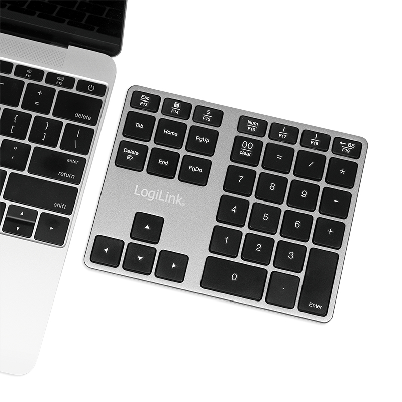 Numeriskt tangentbord LogiLink Keypad, Bluetooth, 35 tangenter, aluminium - Rymdgrå, bild 4