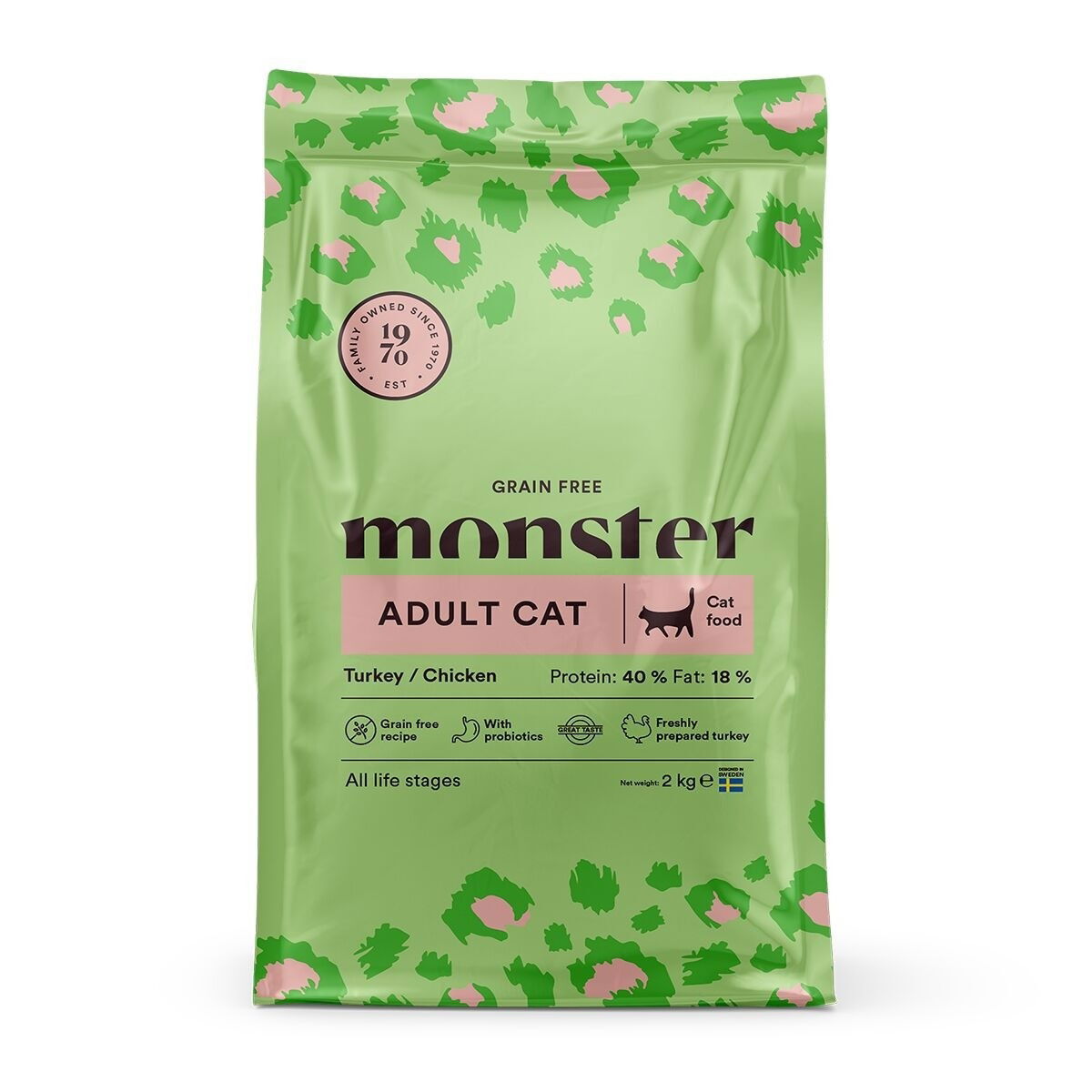 Monster Cat Adult Grain Free Turkey & Chicken Torrfoder till Katt 2 kg