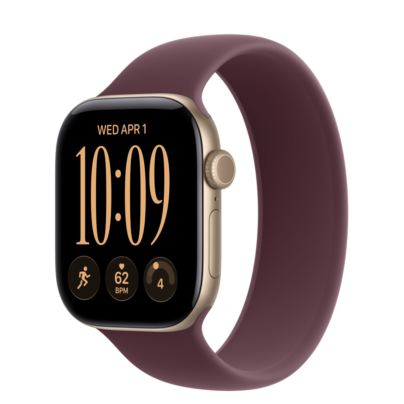 Apple Watch Series 12 (GPS + Cellular) • Aluminiumboett ljust guld, 42 mm • Sololoop bourgogne