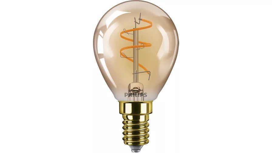 Philips Vintage LED - LED-glödlampa med filament - form: G95 - E14 - 3.1 W (motsvarande 25 W) - klass F - flamljus - 2200 K - bärnsten