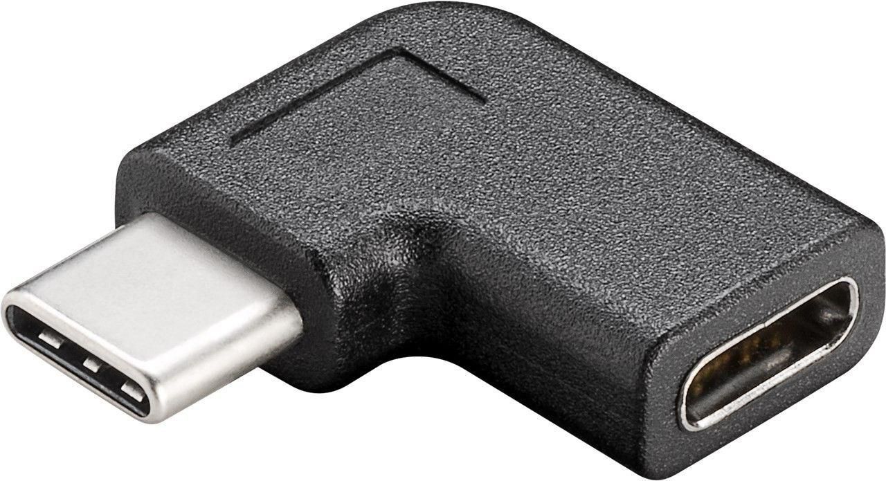 Adapter MicroConnect USB-C hane till USB-C hona, Gen.2, 4K@60Hz, 100W, vinklad, bild 2