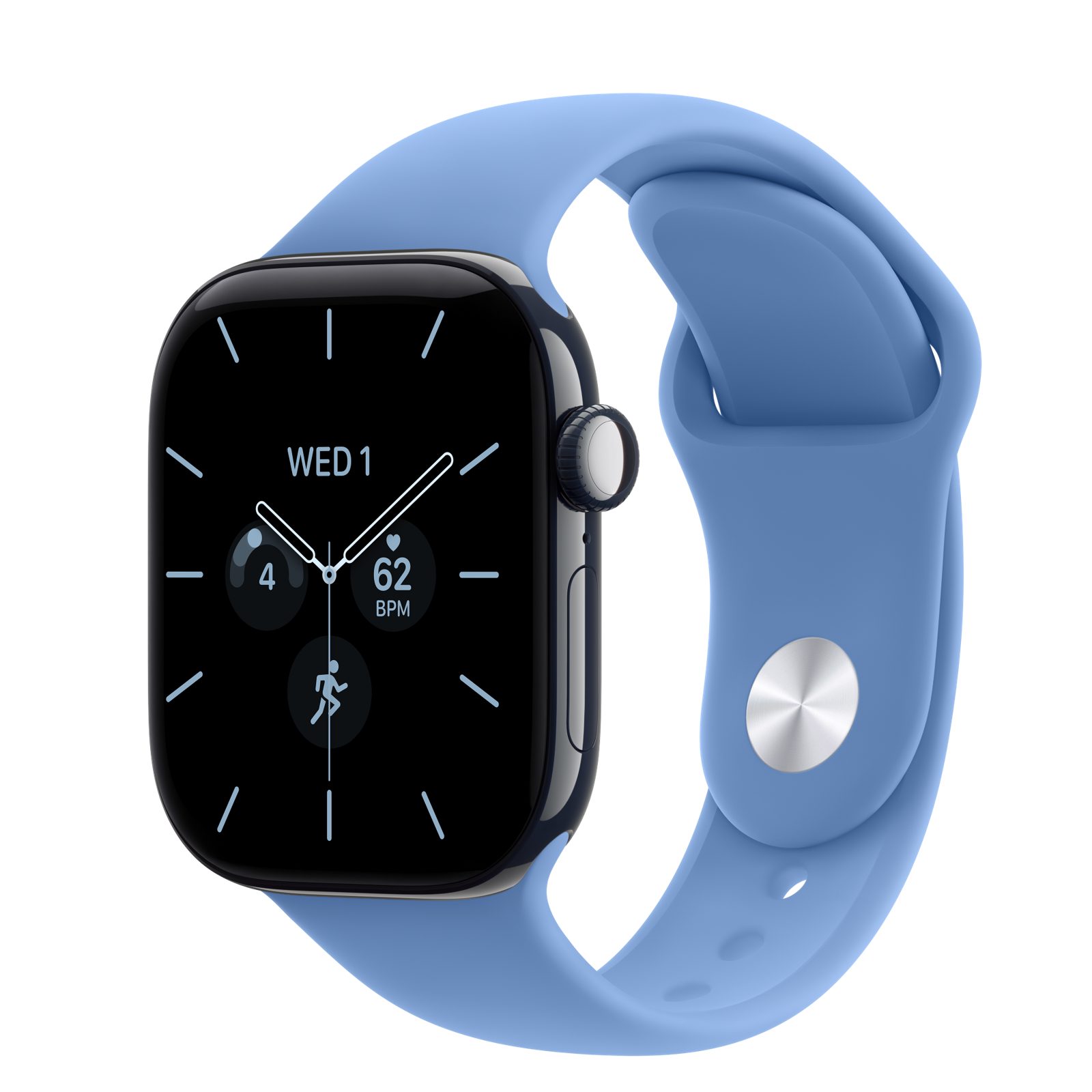 Apple Watch Series 12 (GPS + Cellular) • Keramikboett nattblå, 42 mm • Sportband ängsblå
