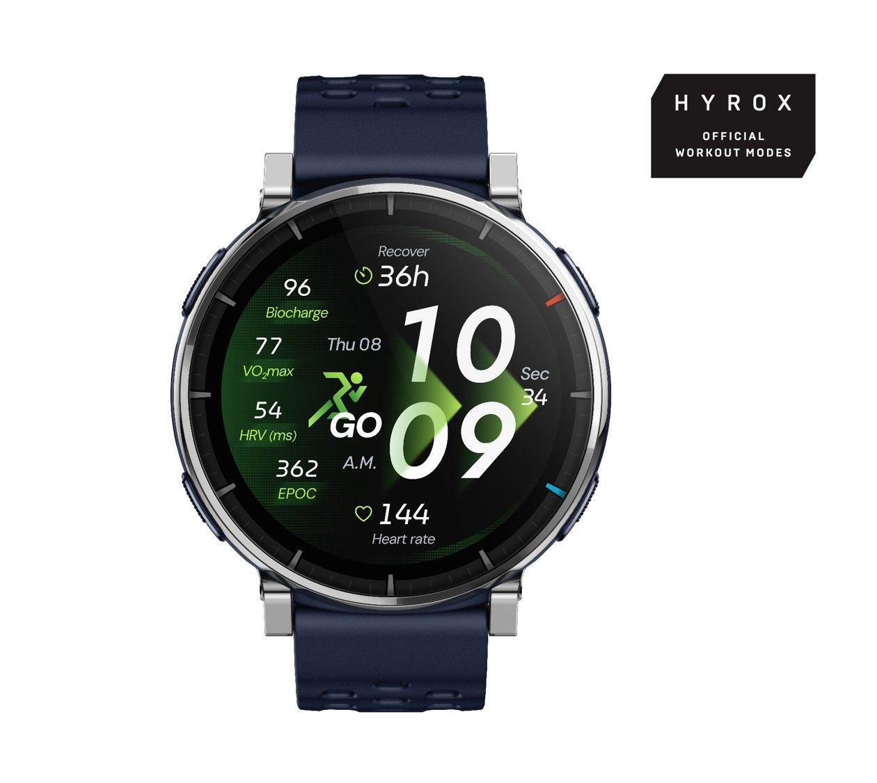 Amazfit Active 3 1,32-tums smartwatch, blå