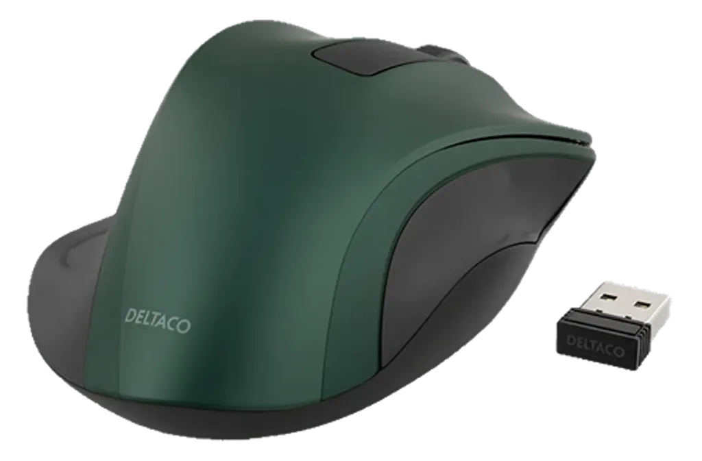Deltaco Trådlös Ergonomisk Mus - Grön, bild 4