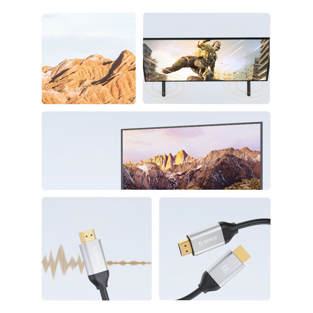 Orico H4Y1 HDMI 2.0 4K 60 Hz HDMI-kabel 1,5 m – svart, bild 3
