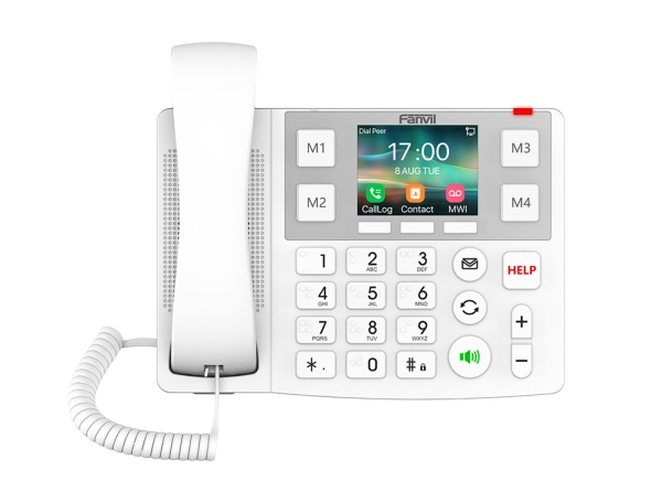 Fanvil X7A, IP-telefon, Vit, Uppkopplad telefonlur, 2 linjer, 1000 inmatningar, LCD