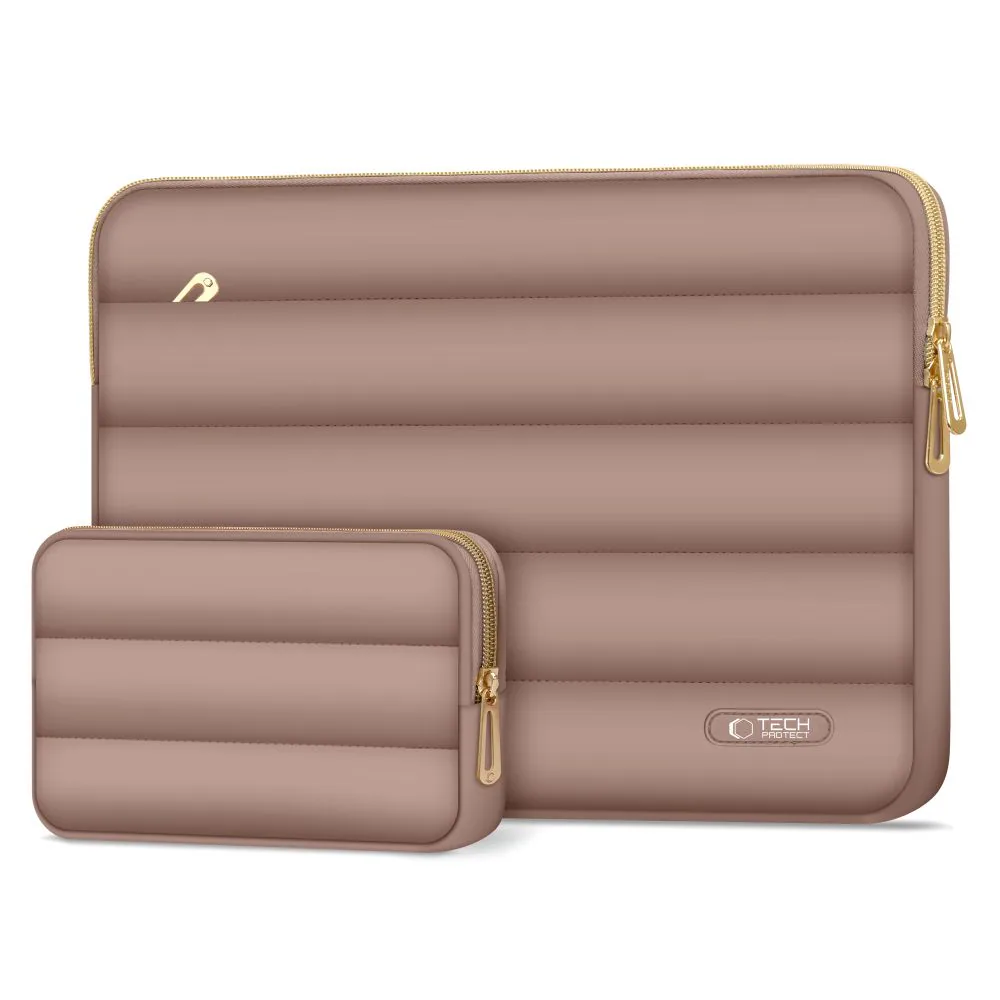 Tech-Protect Puffy Laptopfodral 15-16" med tillbehörsväska - Brun, bild 2
