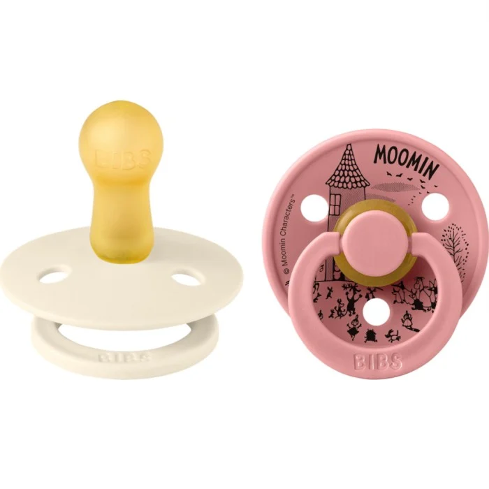 BIBS x Moomins Pacifier Colour Little My 2-pack Latex Size 2 Ivory/Dusty Pink, bild 2