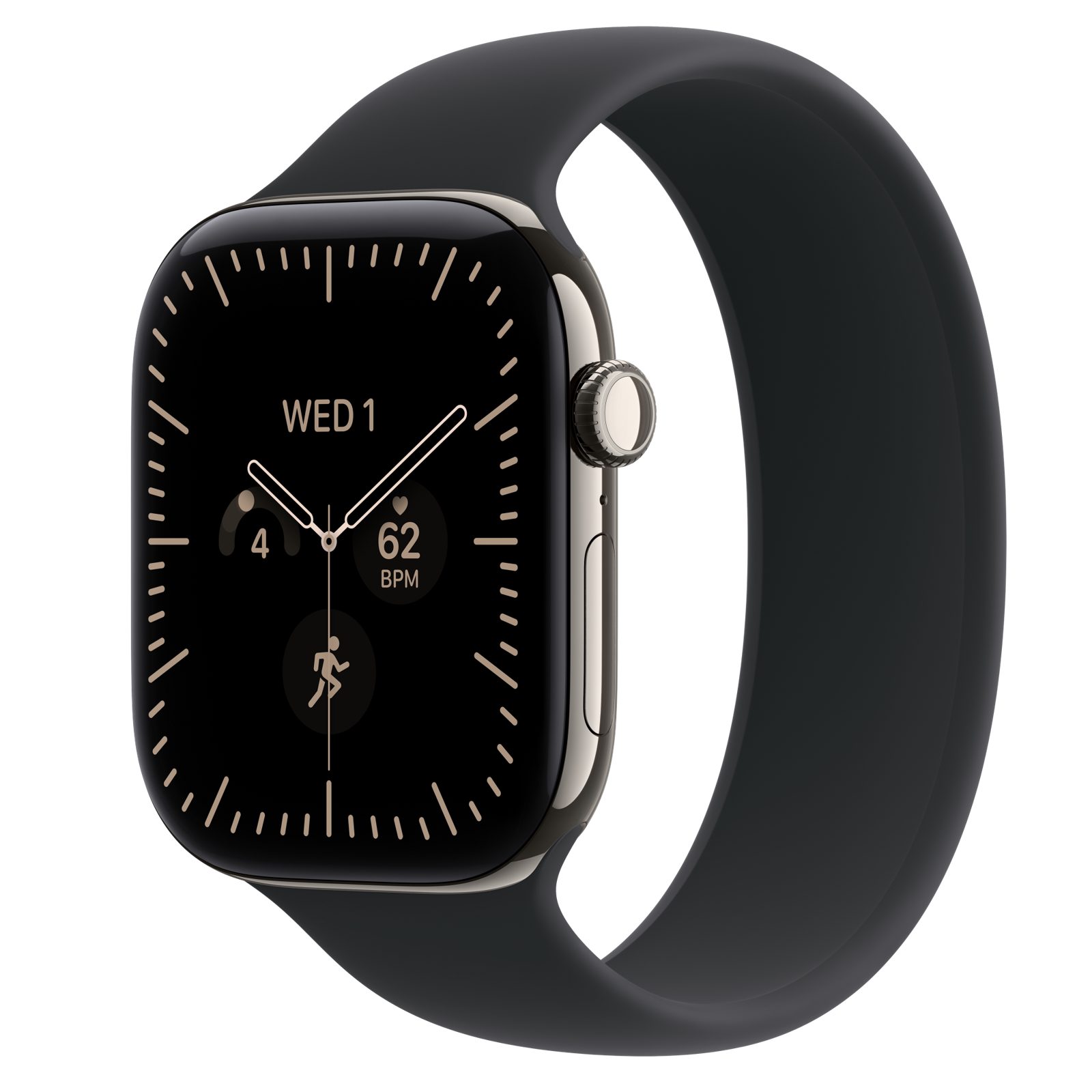 Apple Watch Series 12 (GPS + Cellular) • Titanboett naturlig, 46 mm • Sololoop svart
