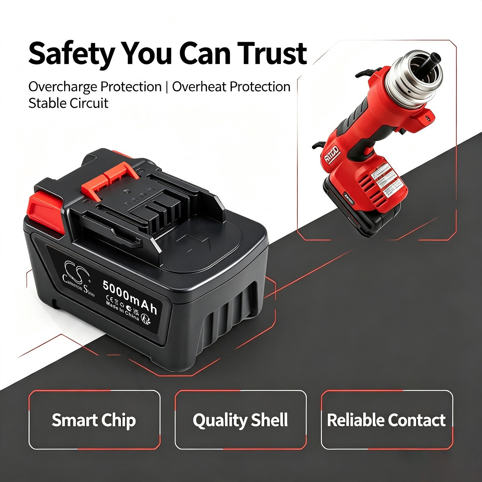 Batteri till Elverktyg för Ridgid RE6, RE60, RP350 m.fl., bild 2