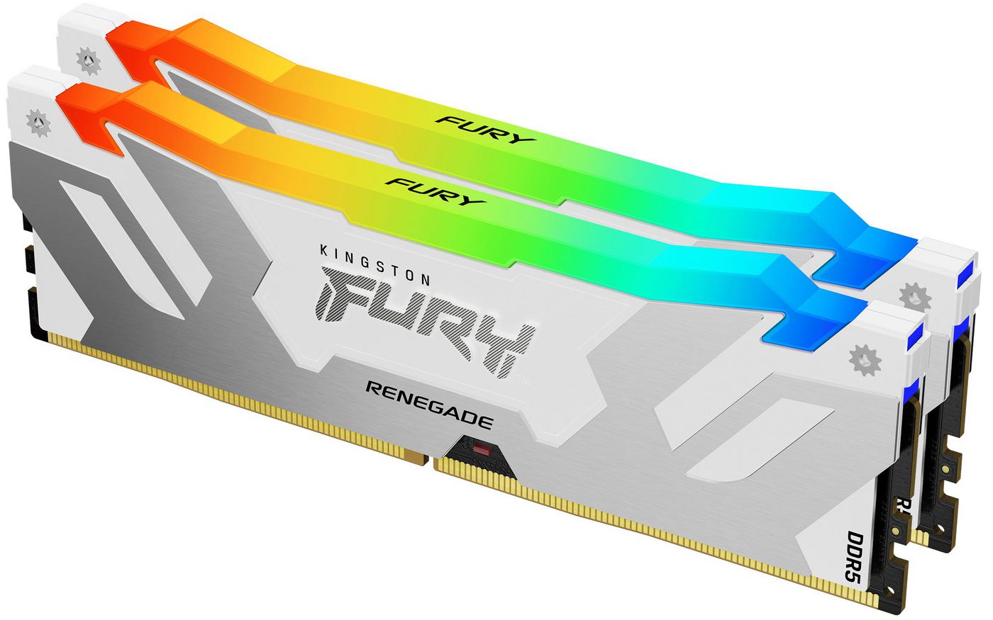 32 GB (2x16GB) DDR5-6400 Kingston FURY Renegade White RGB CL32, XMP - Vit/Silver, bild 2