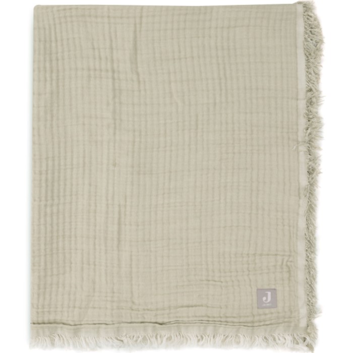 Jollein Muslinfilt Fringe 75x100cm Olive Green/Ivory GOTS