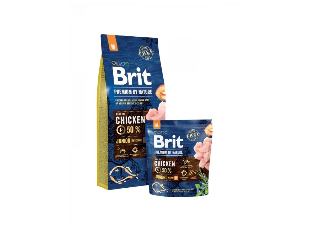 Brit Premium by Nature Junior M torrfoder för hund med kyckling 3 kg