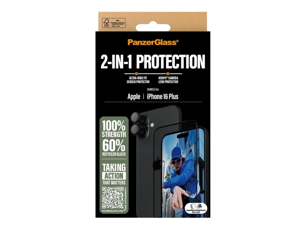 PanzerGlass – 2-i-1 skärm- och kameraskyddspaket för iPhone 16 Plus, bild 4