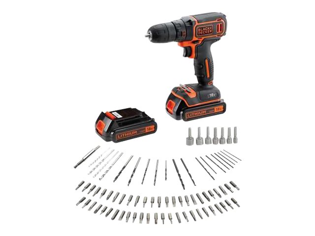 BLACK+DECKER BDCDC18BAFC - Borr/drivare - sladdlös - 1 hastighet - nyckellös chuck 10 mm - 30 N·m - 2 batterier - 18 V