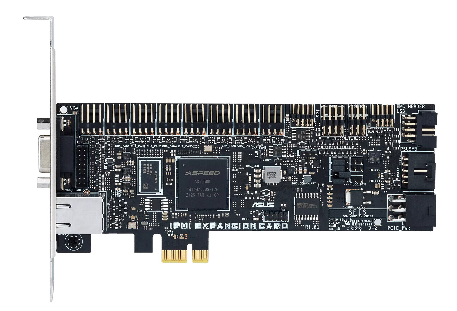 Asus IPMI Expansion Card, RJ-45 / VGA, ASPEED AST2600A3 chipset, PCIe 3.0, bild 4