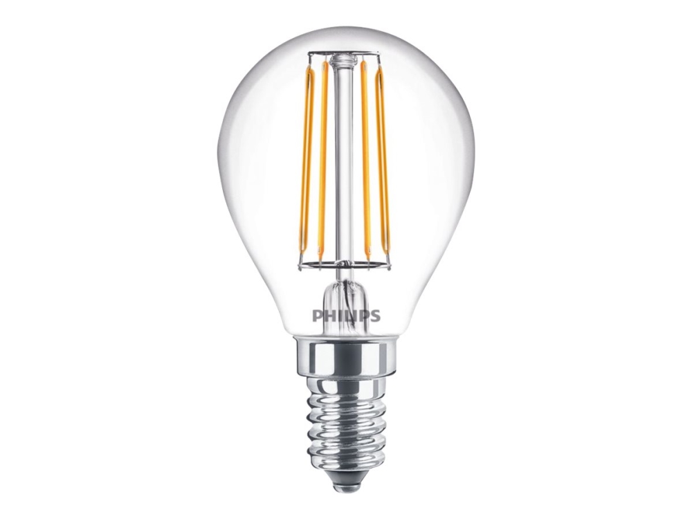 Philips Classic LEDLuster - LED-glödlampa - form: P45 - klar finish - E14 - 4.3 W (motsvarande 40 W) - klass A++ - varmt vitt ljus - 2700 K
