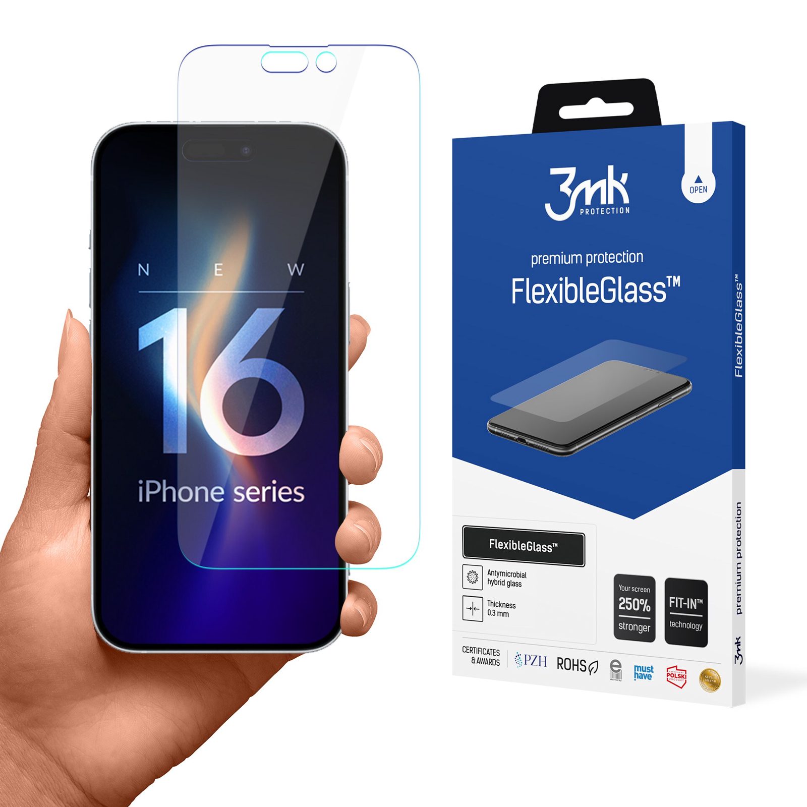 3mk FlexibleGlass v2.0 hybridglas för Apple iPhone 16 Pro