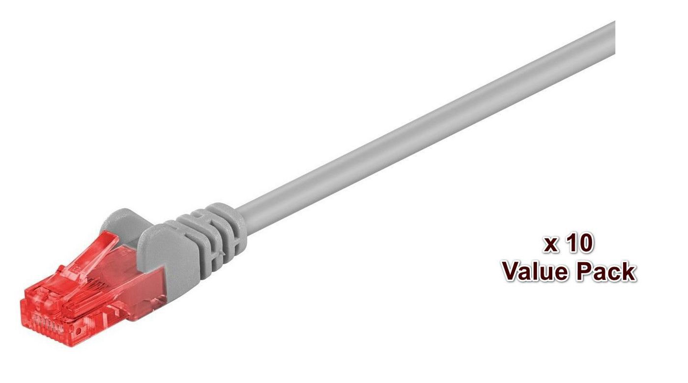 Nätverkskabel oskärmad Cat6, MicroConnect, 0,5 meter, 10-pack - Grå, bild 2
