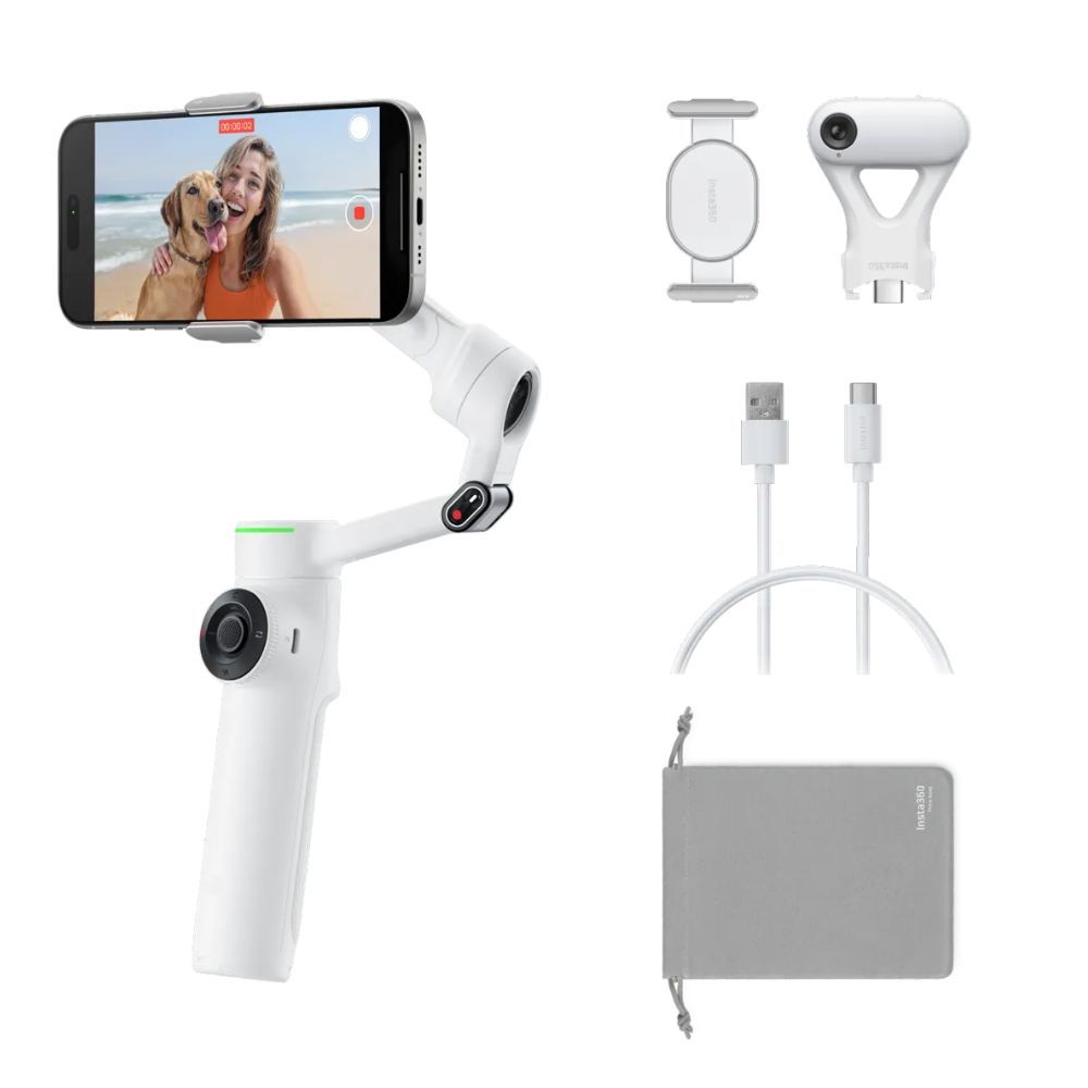 Insta360 Flow 2 Pro AI Tracker Bundle gimbal för smartphone, vit