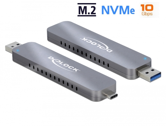 Externt kabinett DeLOCK USB-A/USB-C till M.2 NVMe PCIe SSD, USB 3.2 Gen 2 10Gbps, bild 3