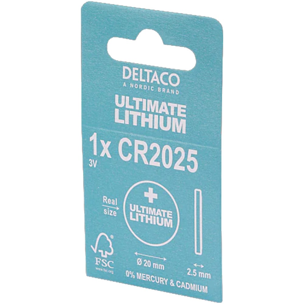Deltaco Ultimate Lithium CR2025 knappcellsbatteri / CR2025-batteri / Litiumknappcell 3 V