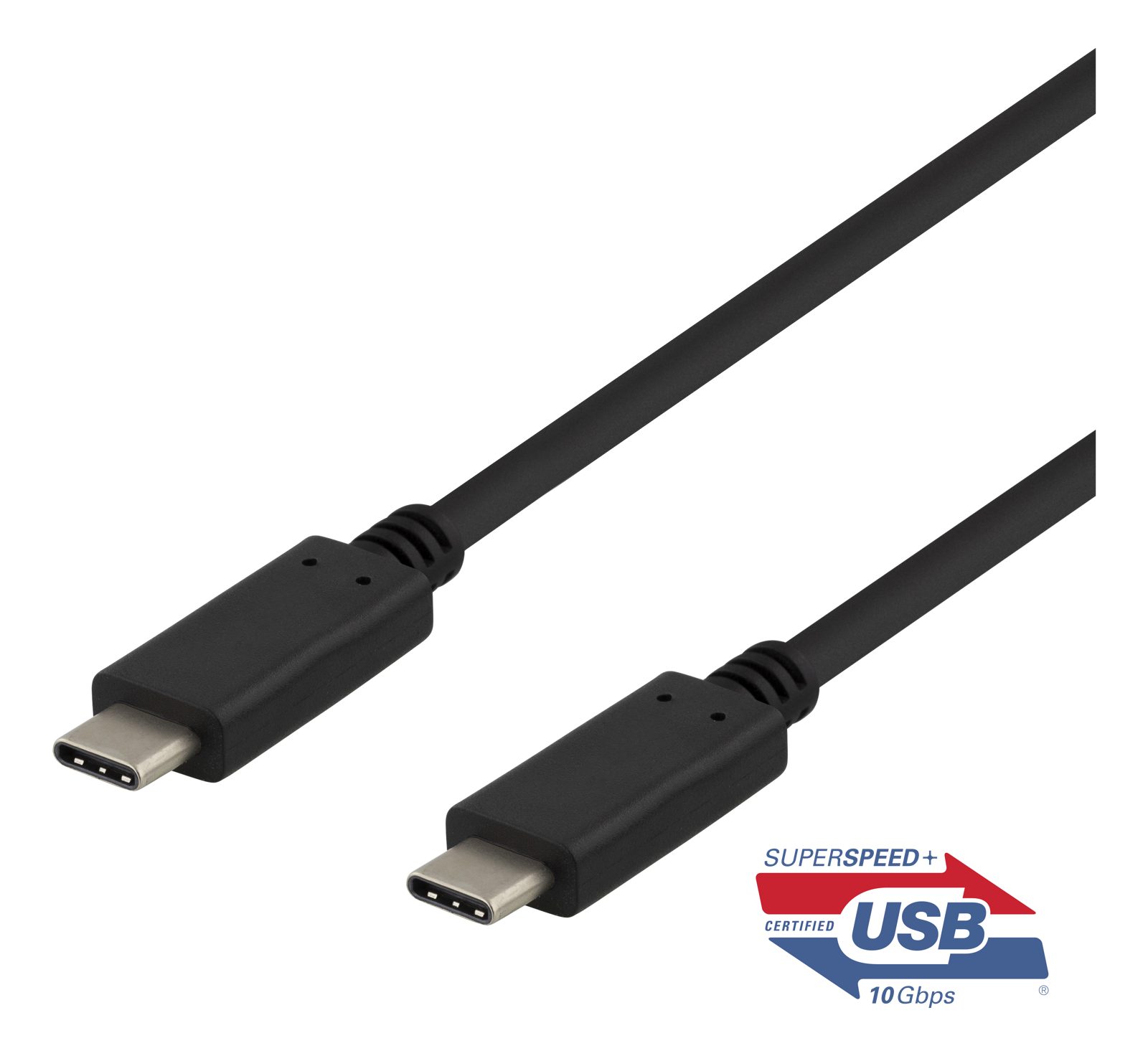 USB-C 3.1-kabel Gen2 Typ C ha till C ha, 0,5 meter, 100W PD, Deltaco - Svart, bild 3