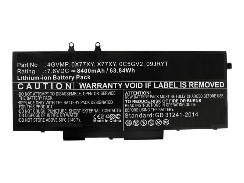 CoreParts - Batteri för bärbar dator (likvärdigt med: Dell N35WM, Dell 451-BCNX, Dell 4GVMP, Dell 9JRYT, Dell RF7WM, Dell X77XY, Dell C5GV2, Dell 1V1XF, Dell 04GVMP, Dell 0X77XY, Dell 0C5GV2, Dell 0RF7WM, Dell 09JRYT) - 7,6 V - litiumjon - 8000 mAh - 61 Wh - svart