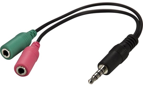 Deltaco Headsetadapter för Smartphone 10cm Svart