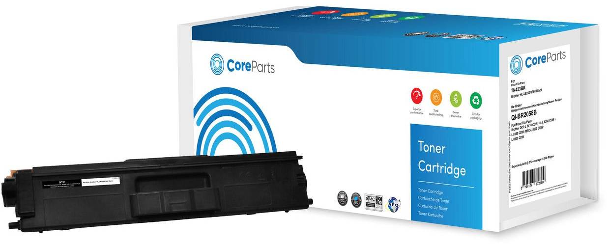 CoreParts Brother TN-423BK, 6500 sidor, Svart, bild 2