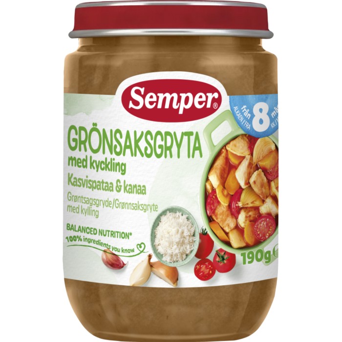 Semper Grönsaksgryta med Kyckling & Vitlök 8M 190 g