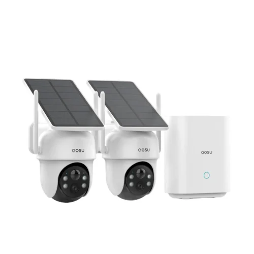 Aosu 2-Cam Kit with aosuBase – 3MP 2K 360° Solar Security Cameras