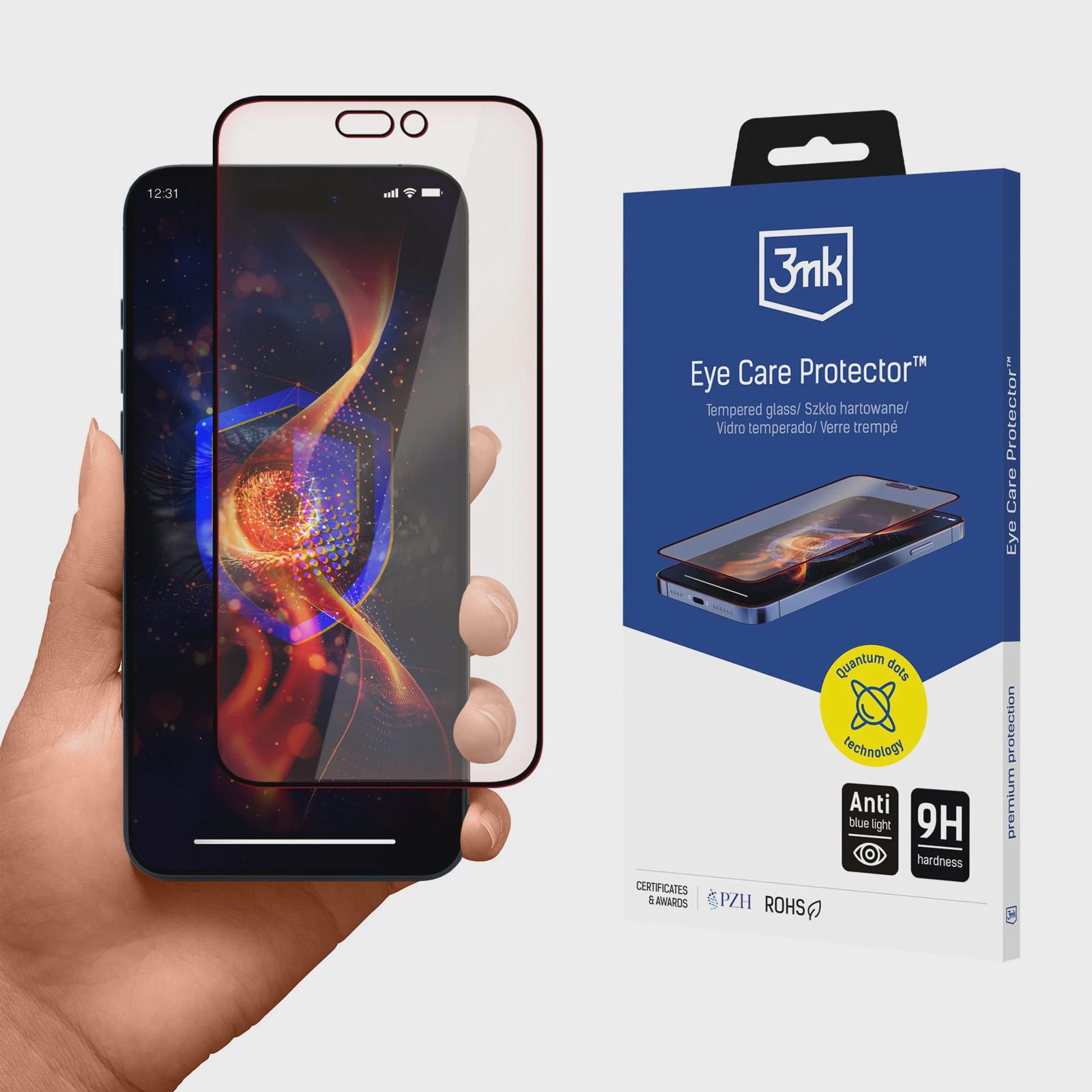 Härdat glas 3mk Eye Care-skydd för Apple iPhone 15–16