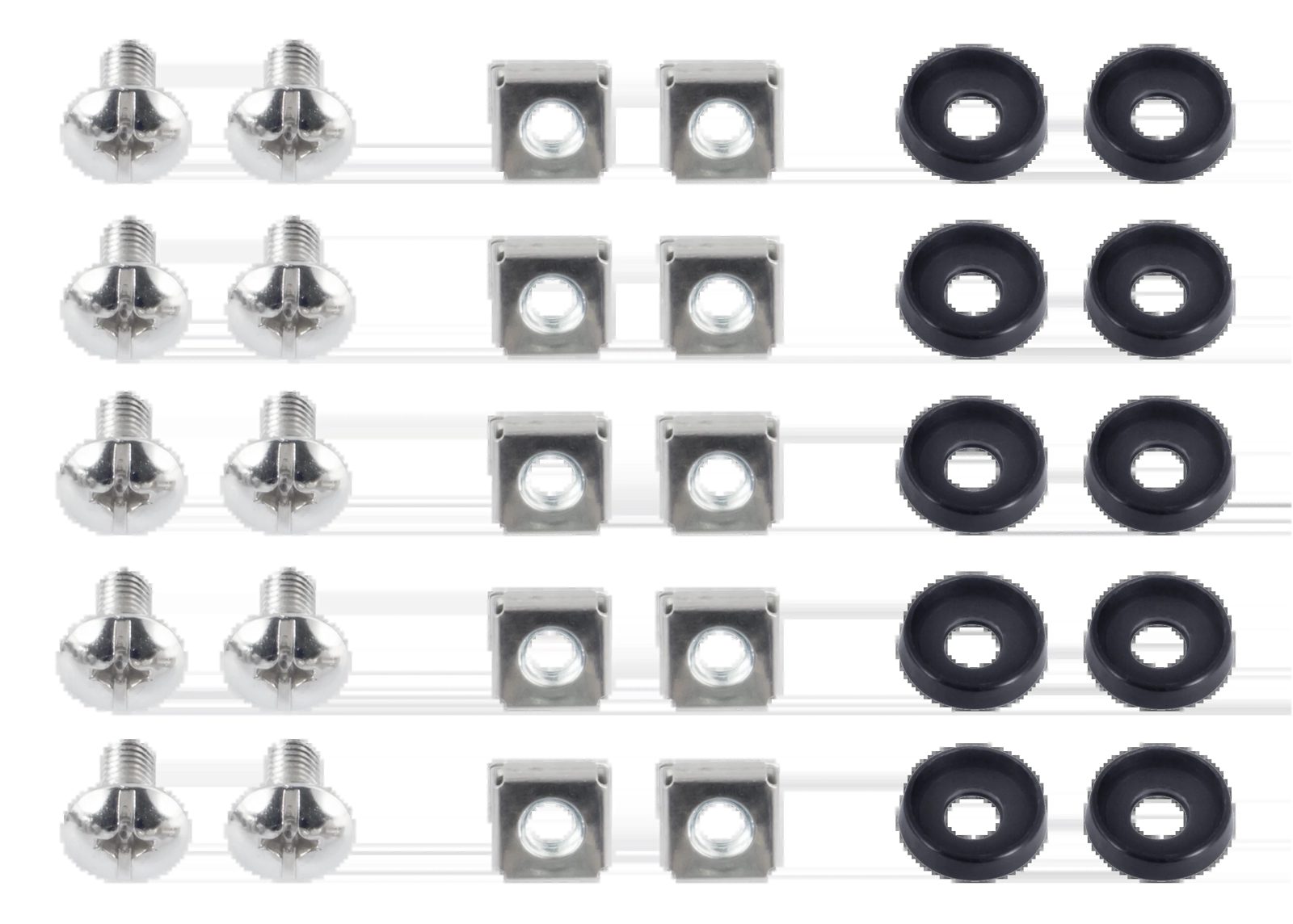 Deltaco M6 skruvsats, stjärn/spår (brickor + skruvar + muttrar), 10-pack, bild 4