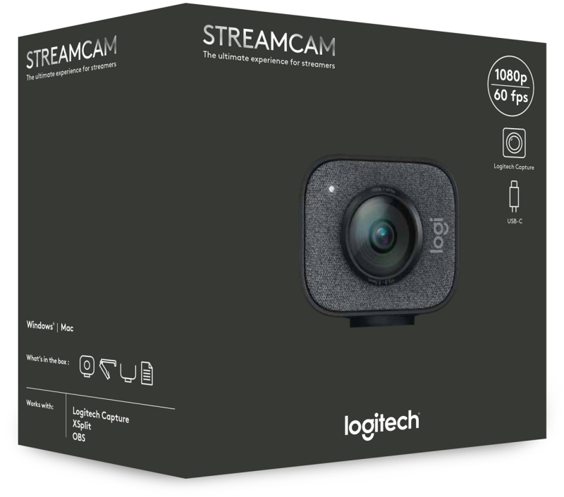 Logitech Streamcam webbkamera, grafit