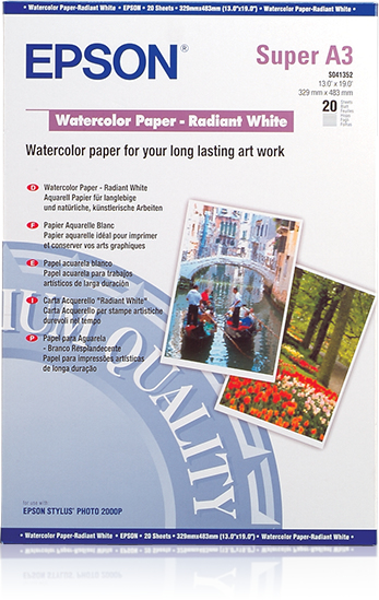 Epson WaterColor Paper Radiant White A3+, 190g/m2, 20 ark, bild 3